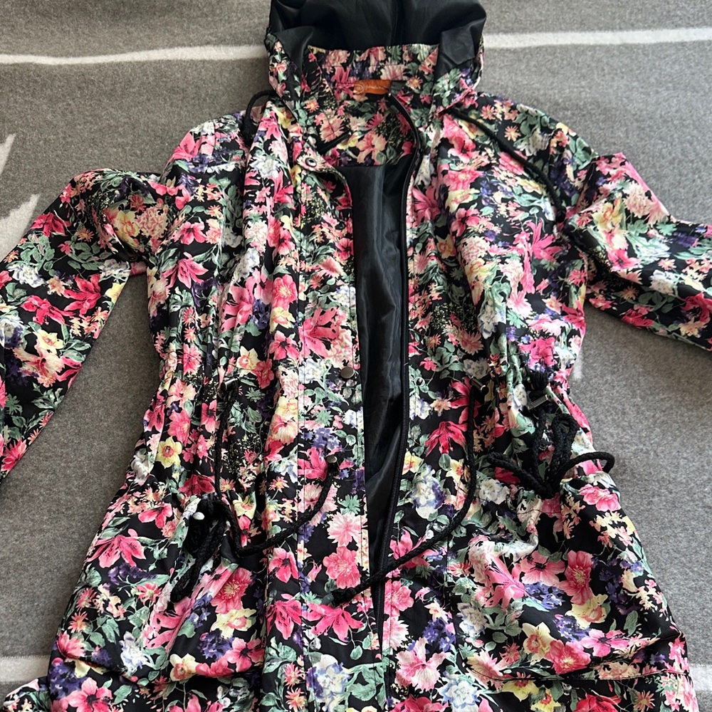 Gabriella Rocha Black Floral Trench Coat